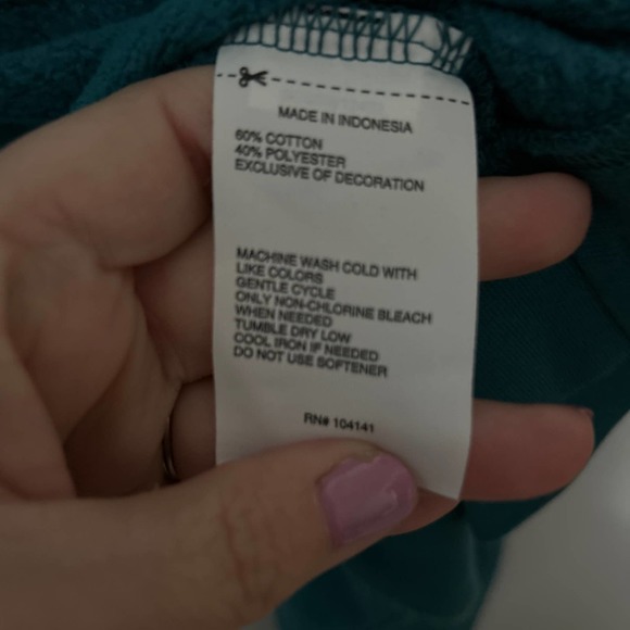 DSG Full Zip Oversized Cropped Teal w/ White Accents Hoodie Size Various 0328 - Picture 5 of 8